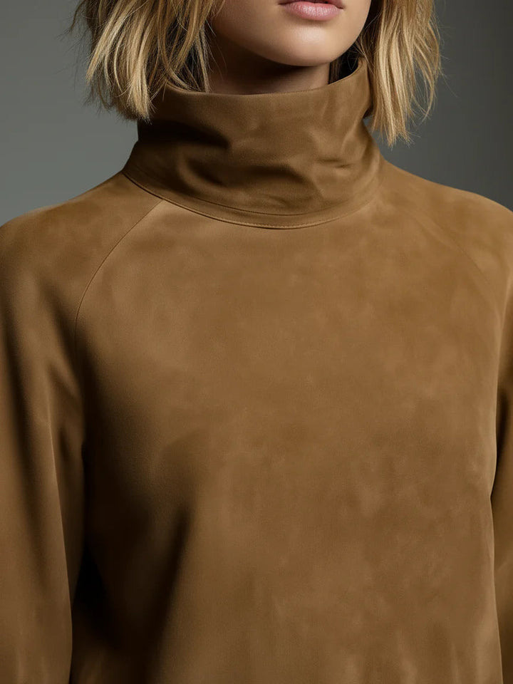 Lilly | Mocka Turtleneck Miniklänning med Vintage Charm