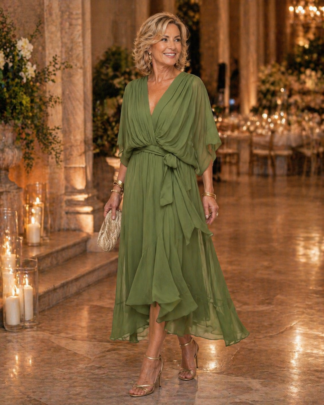 Denise – Elegant omlottklänning med volang