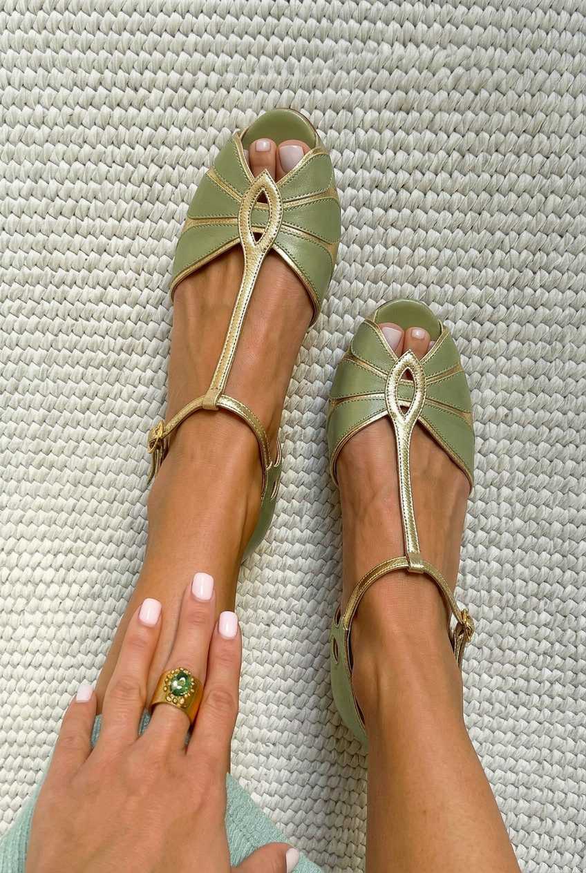 Edit – Peep toe-sandaler med T-rem och klack