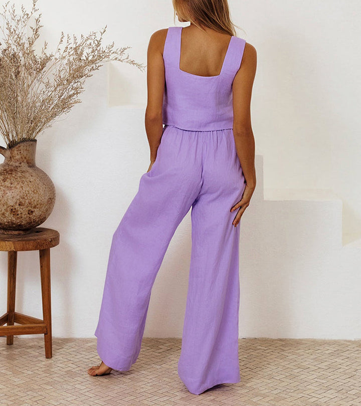 Milena - Minimalistisk topp och vida byxor set