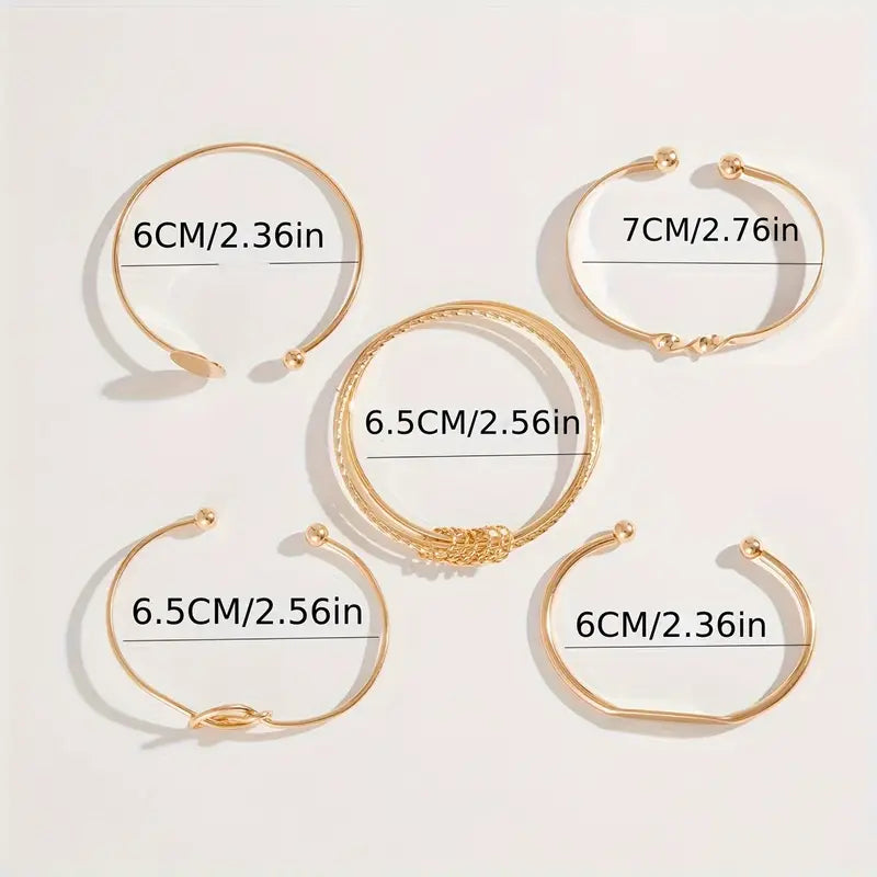 Sophisticated Knot-Elegance Gold Bracelet Set