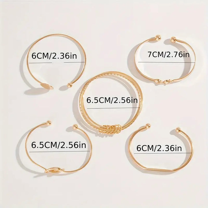 Sophisticated Knot-Elegance Gold Bracelet Set