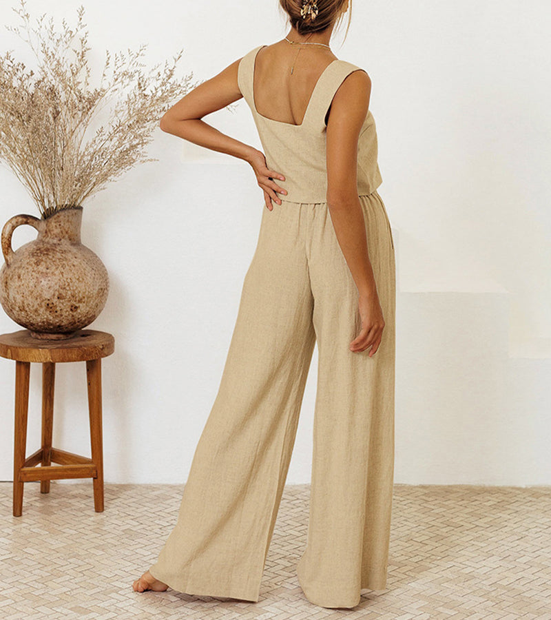 Milena - Minimalistisk topp och vida byxor set