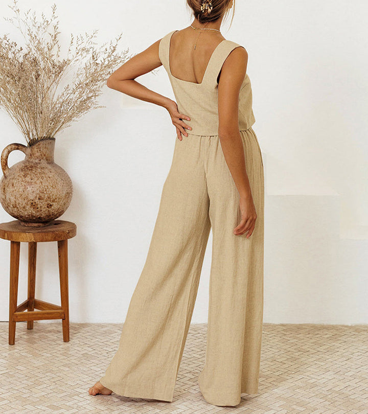 Milena - Minimalistisk topp och vida byxor set