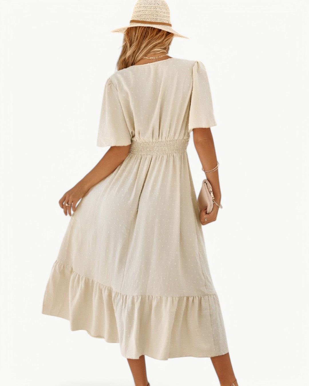 KLARISSE | ELEGANT FLÖDANDE SOMMARKLÄNNING MED V-RINGNING