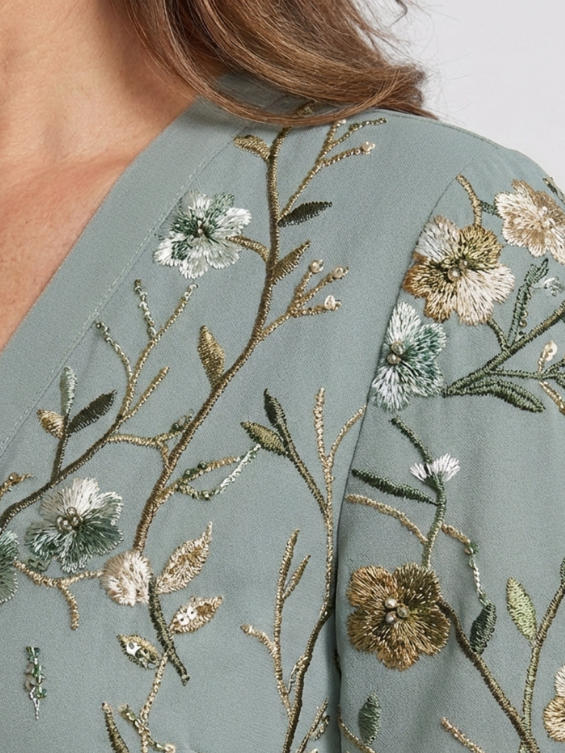 Sonja – Broderad maxiklänning med blomster