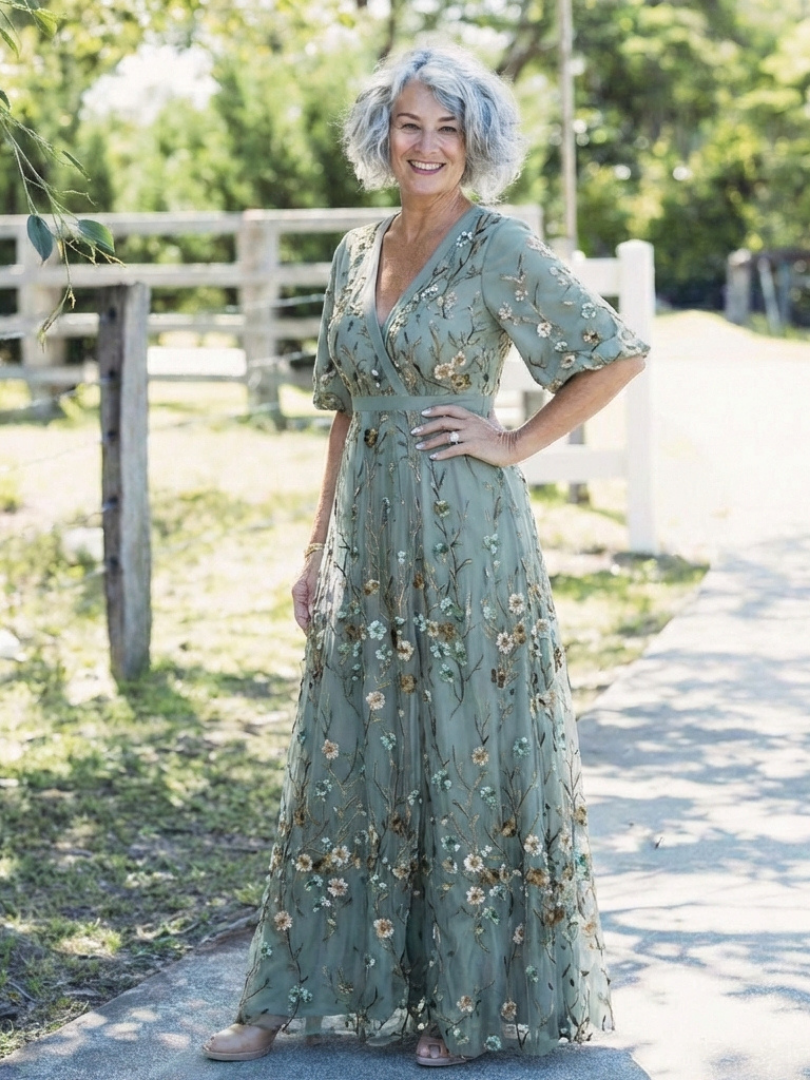 Sonja – Broderad maxiklänning med blomster