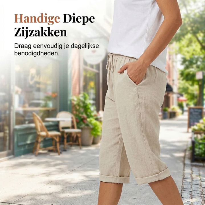Tilda – Avslappnade linne-shorts med uppvikta ben