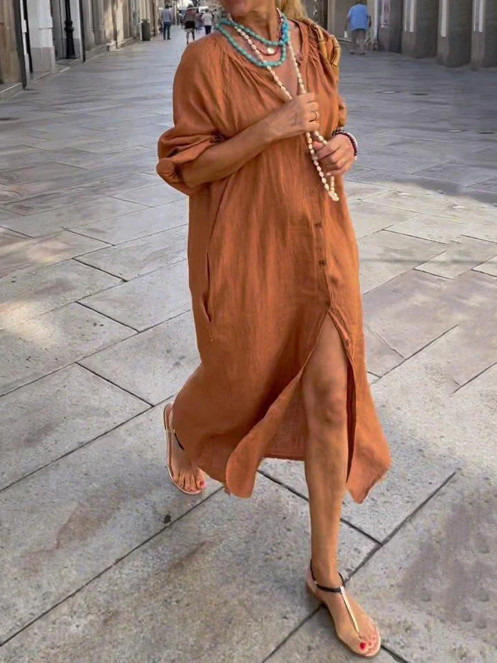 GRACE | RELAXED LONG BUTTON DRESS